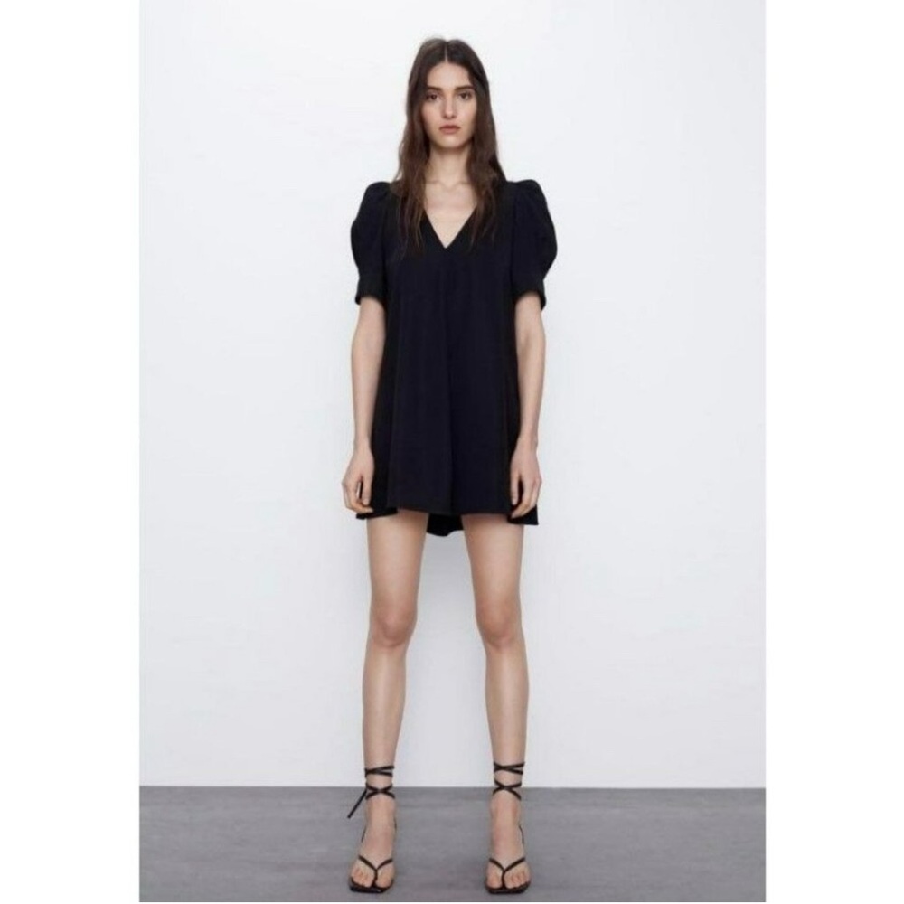 Zara Black Cap Sleeve Relaxed Blouse